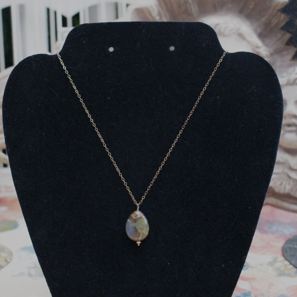 14K (STAMPED) Gold Filled Natural Jasper Necklace